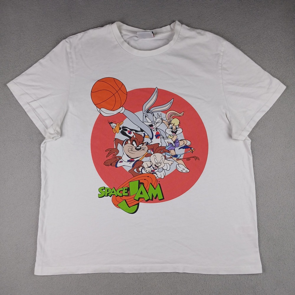 Primark Space Jam T-Shirt Mens XL Looney Tunes Graphic White Made in Turkey